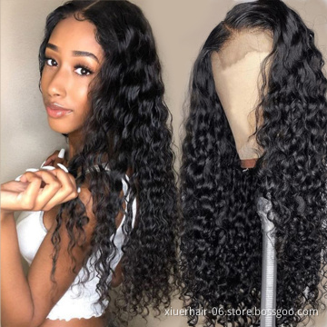 Top-Selling Cuticle Aligned 250% Density Black Long Water Wave 300G Preplucked Frontal 100% Human Hair Wigs